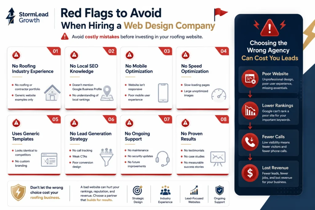 Red flags to avoid when hiring a web design company for your roofing business